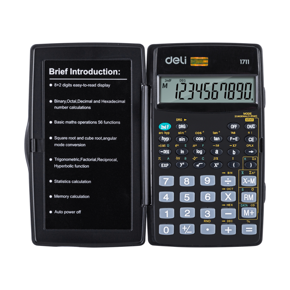 Калькулятор научный 1711 "Deli Easy", 56 функций, черный 