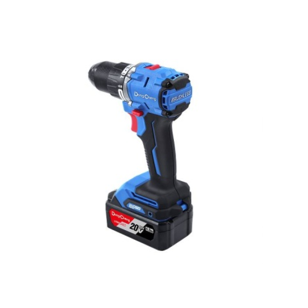 Дрель-шуруповерт "DongCheng" аккумуляторная, ударная бесщеточная 20В, 500Вт, 60Нм, аккум. 2.0Ач*2, з/у 2А, тип AM