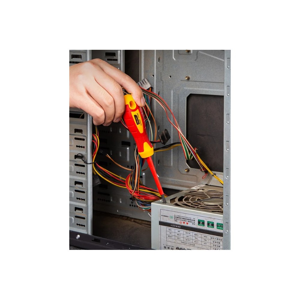 Отвертка диэлектрическая Deli YS EDL5140800, PH1х80 мм, желтый, красный