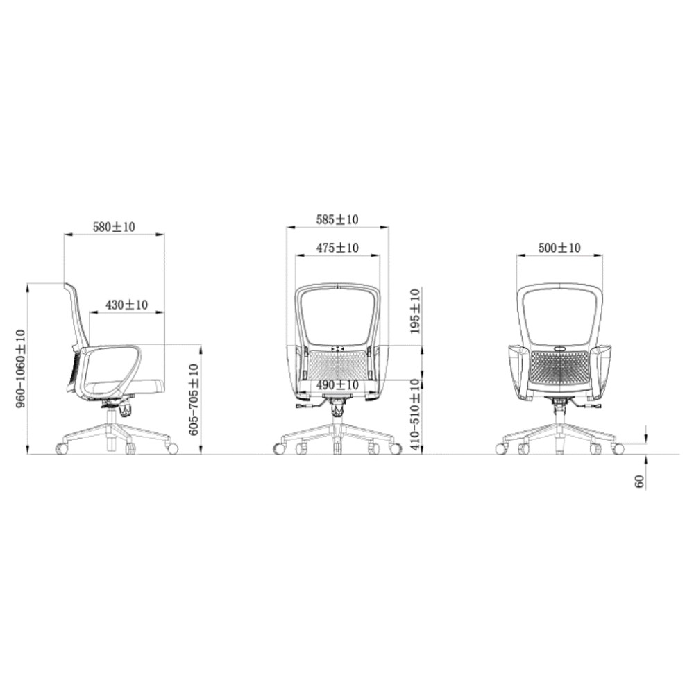 Кресло компьютерное SitZone U-069B, сетка, ткань, черный, 2 шт/упак - 5