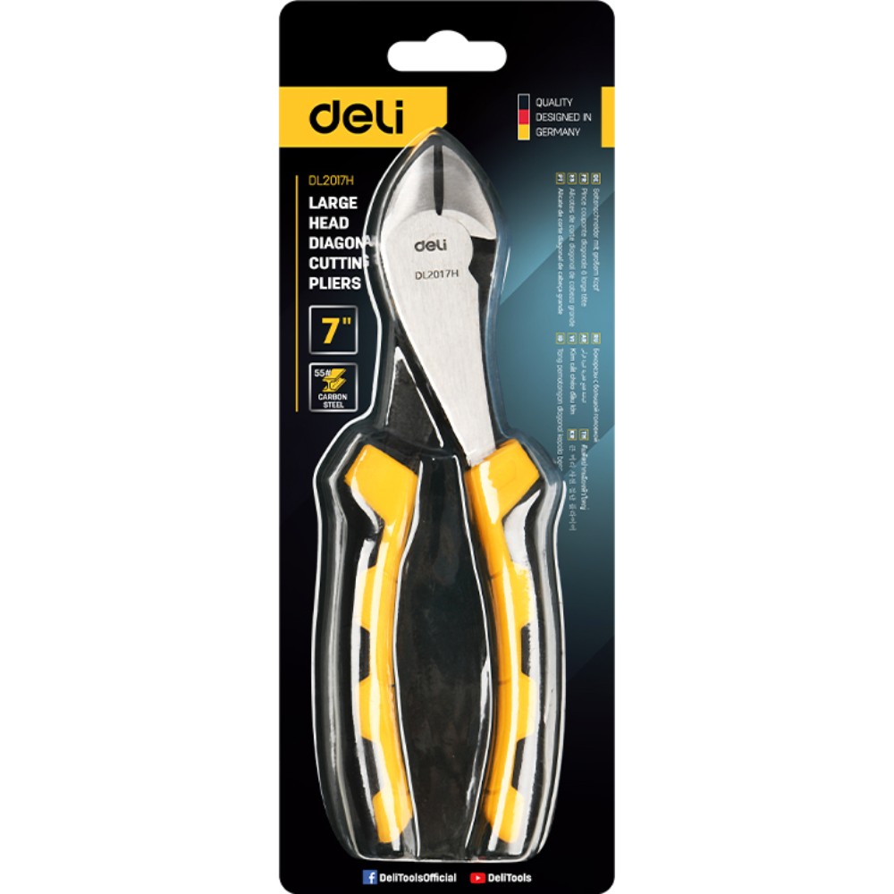 Бокорезы "Deli", 180 мм, усиленные, черный, желтый