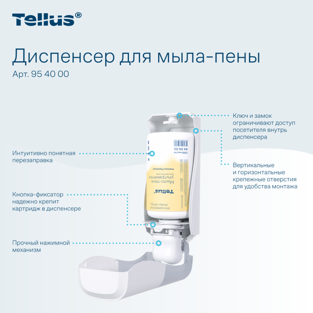 Диспенсер Tellus для мыла-пены, белый, SC4 - 10