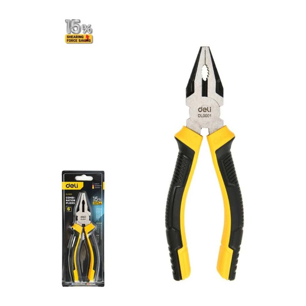 Плоскогубцы Deli YS EDL0001, 160 мм, 2-х компонентные рукоятки