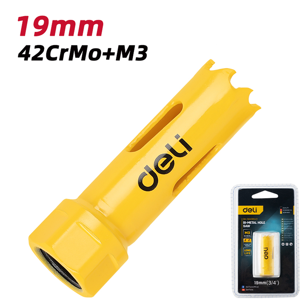 Коронка биметаллическая Deli YS EDH-SKK019-E1, 19 х 38 мм, М14