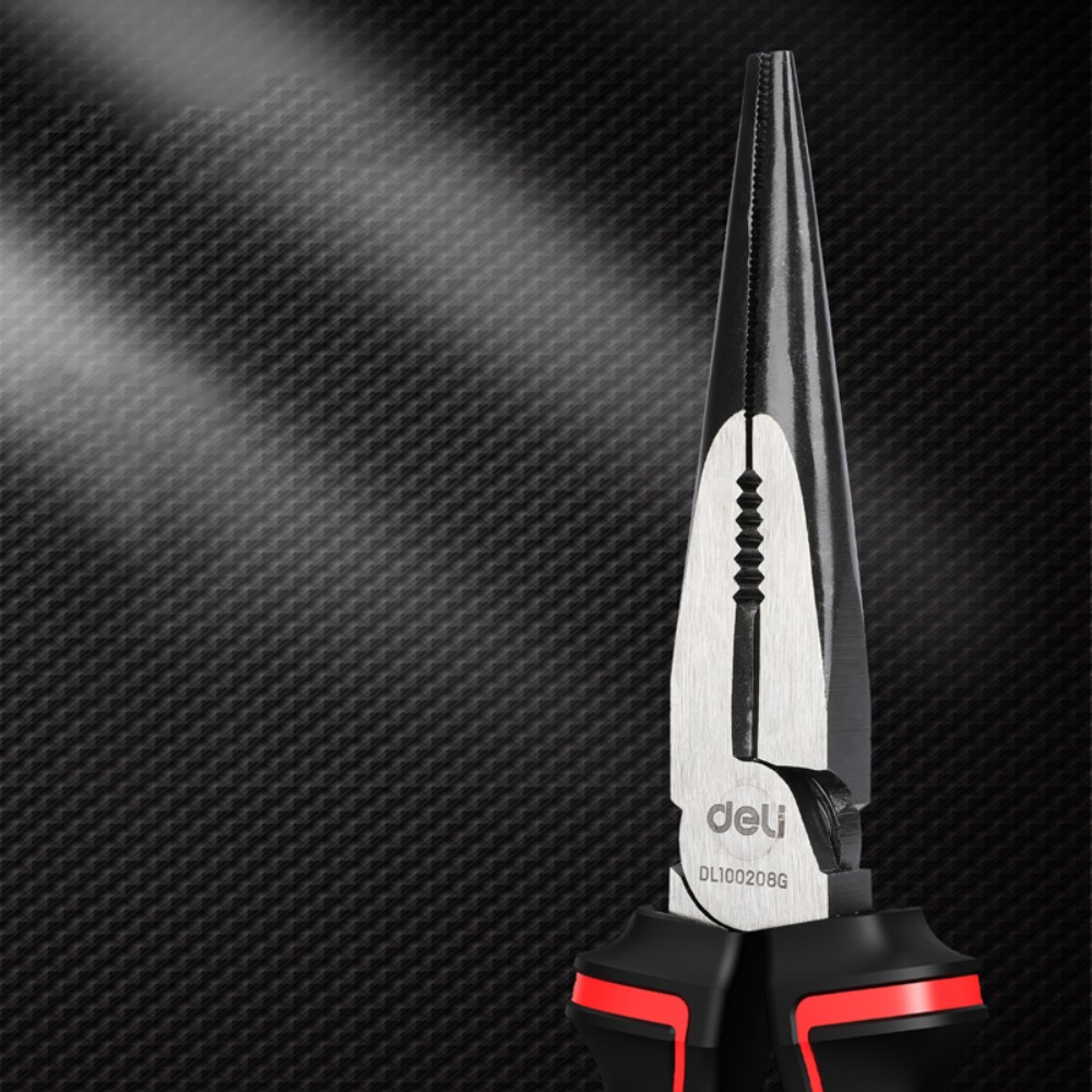 Длинногубцы "Deli" 205 мм, красный, черный