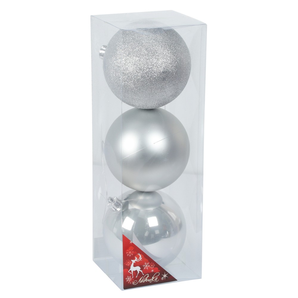 Шар елочный "212433", 15 см, пластик, ассорти, 3шт/уп.