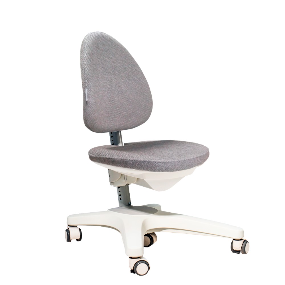 Кресло детское Ergosmart Maximus, ткань, серый, пластик, корпус белый, с чехлом "серебристый аллигатор"