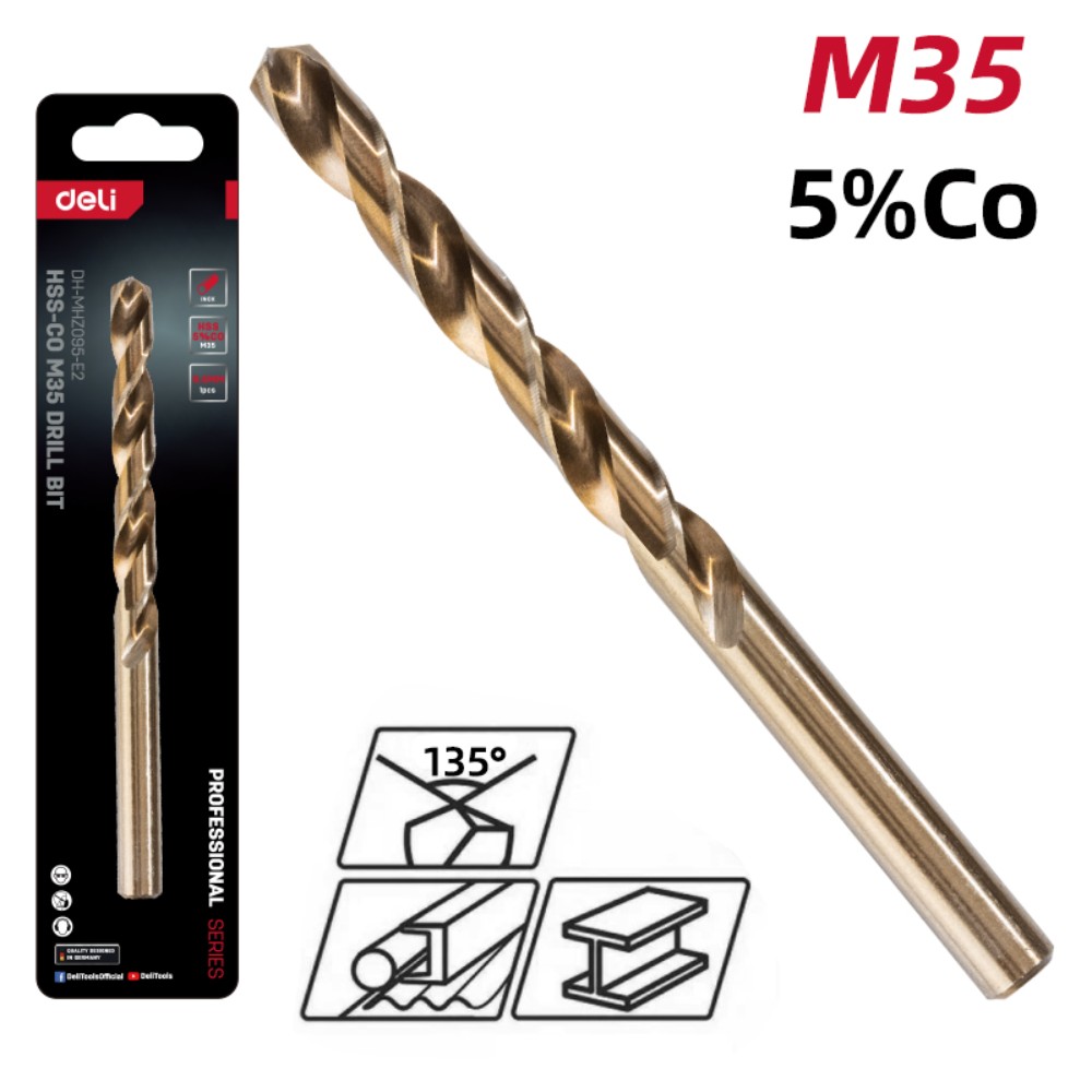 Сверло по металлу Deli RS EDH-MHZ095-E2, 9.5 мм, DIN 338, HSCo 5% - 2