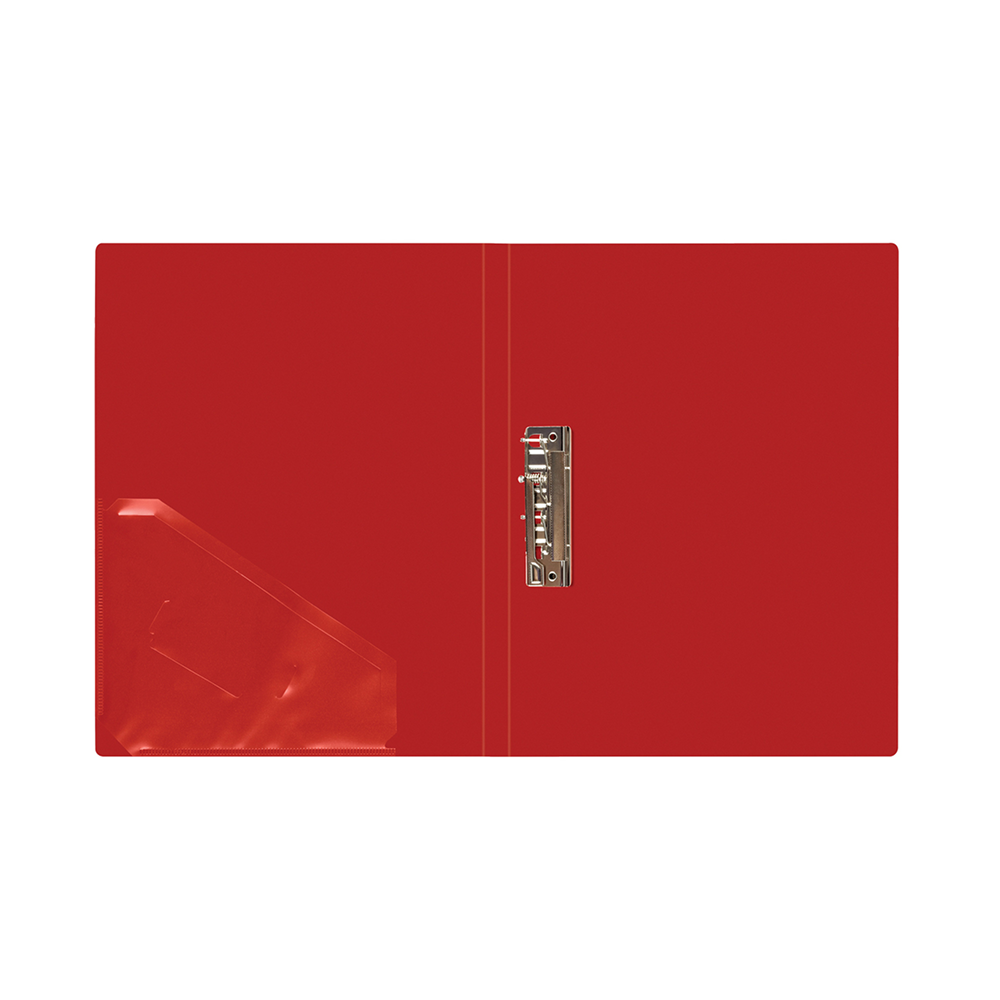 Папка В-611 "Стандарт" с зажимом и карманом, пластик, красный