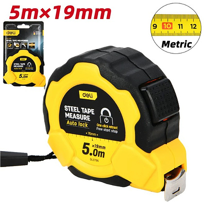 Рулетка Deli YS EDL3796, 5 м х 19 мм, желтый, черный