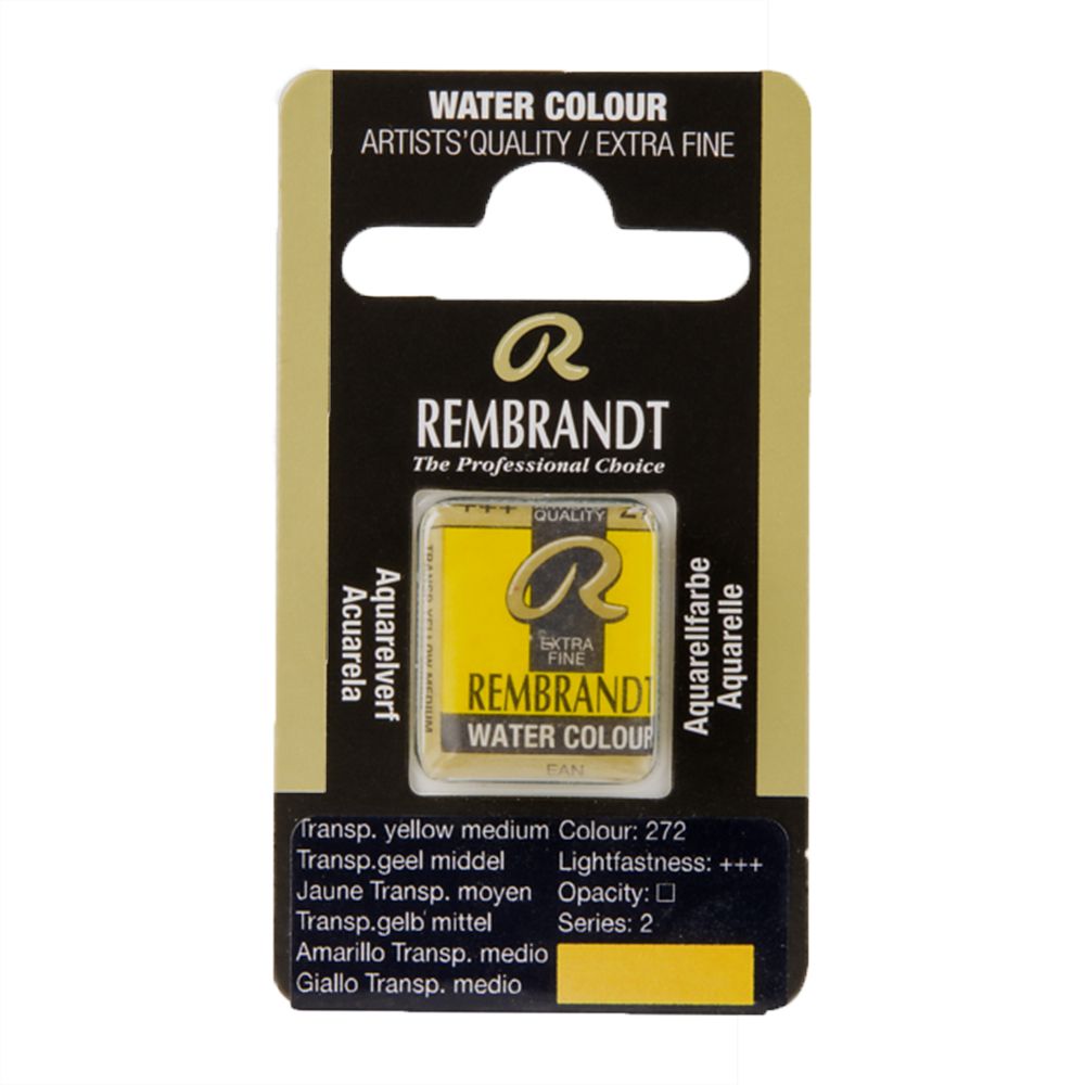 Краски акварельные "Rembrandt", 272 прозрачный желтый средний, кювета