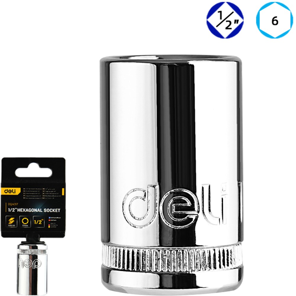 Головка торцевая шестигранная Deli YS EDQ4017 1/2", 17 мм, серебристый