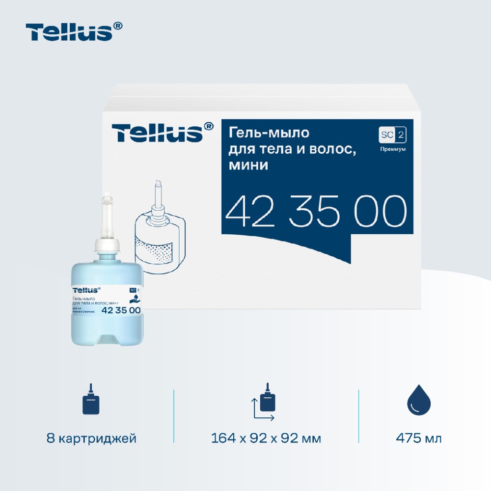 Мыло-гель Tellus Премиум для тела и волос, 475 мл, SC2 мини - 7