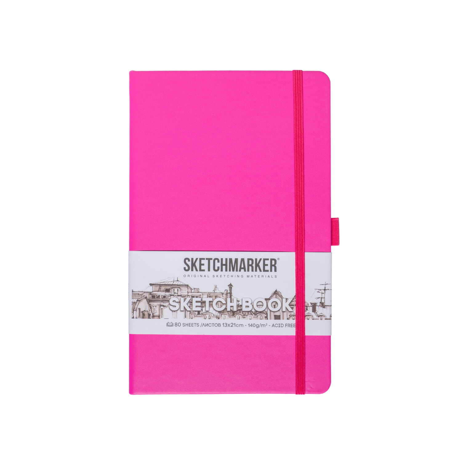 Скетчбук "Sketchmarker", 13x21 см, 140 г/м2, 80 листов, фуксия 