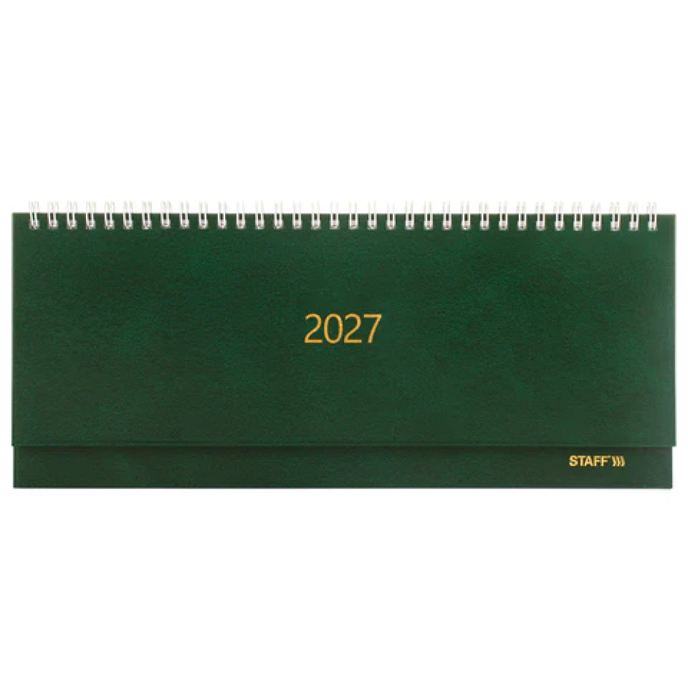 Планинг датированный "Staff" на 2027 год, 300х130 мм, 128 страниц, линейка, зеленый
