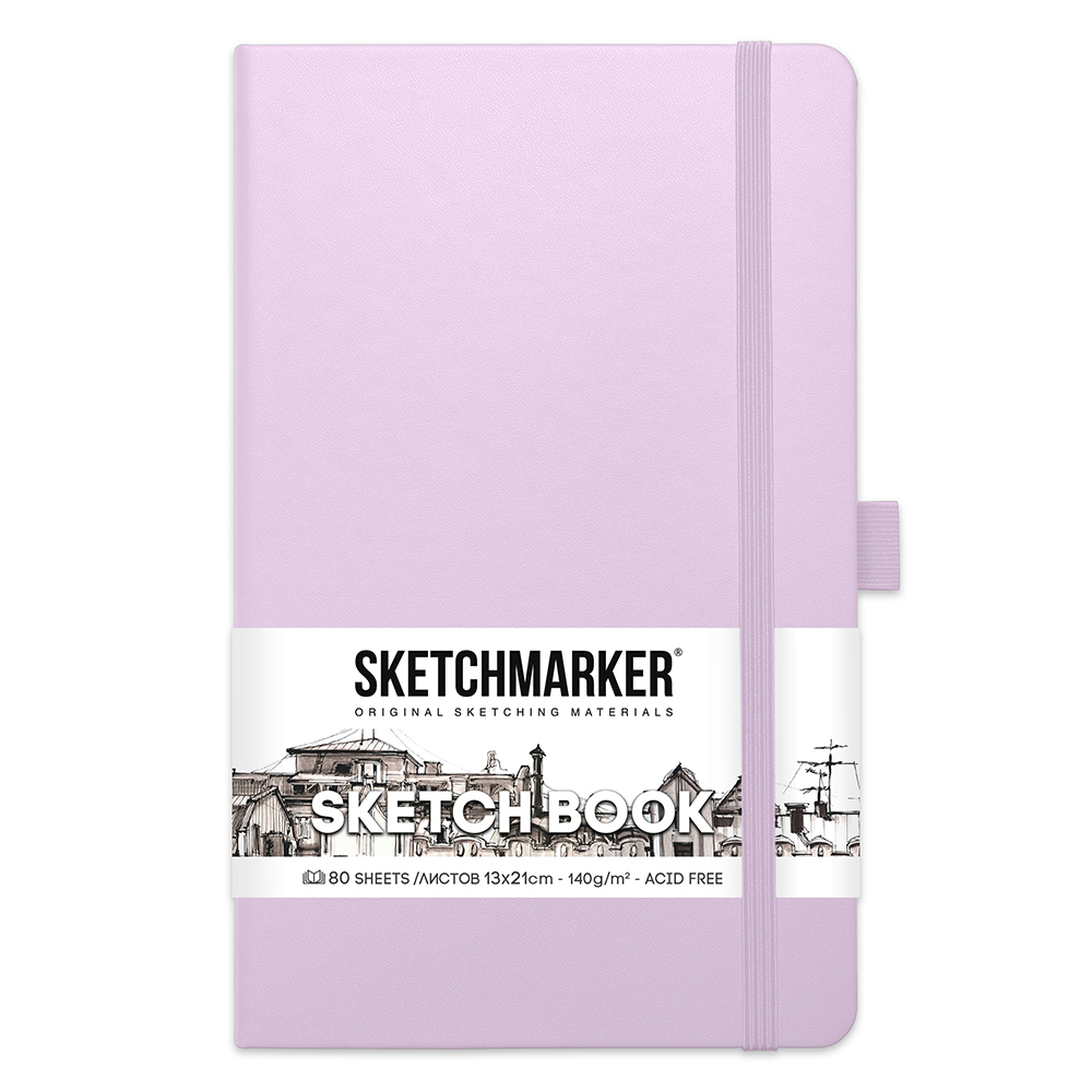Скетчбук "Sketchmarker", 13x21 см, 140 г/м2, 80 листов, фиолетовый пастельный