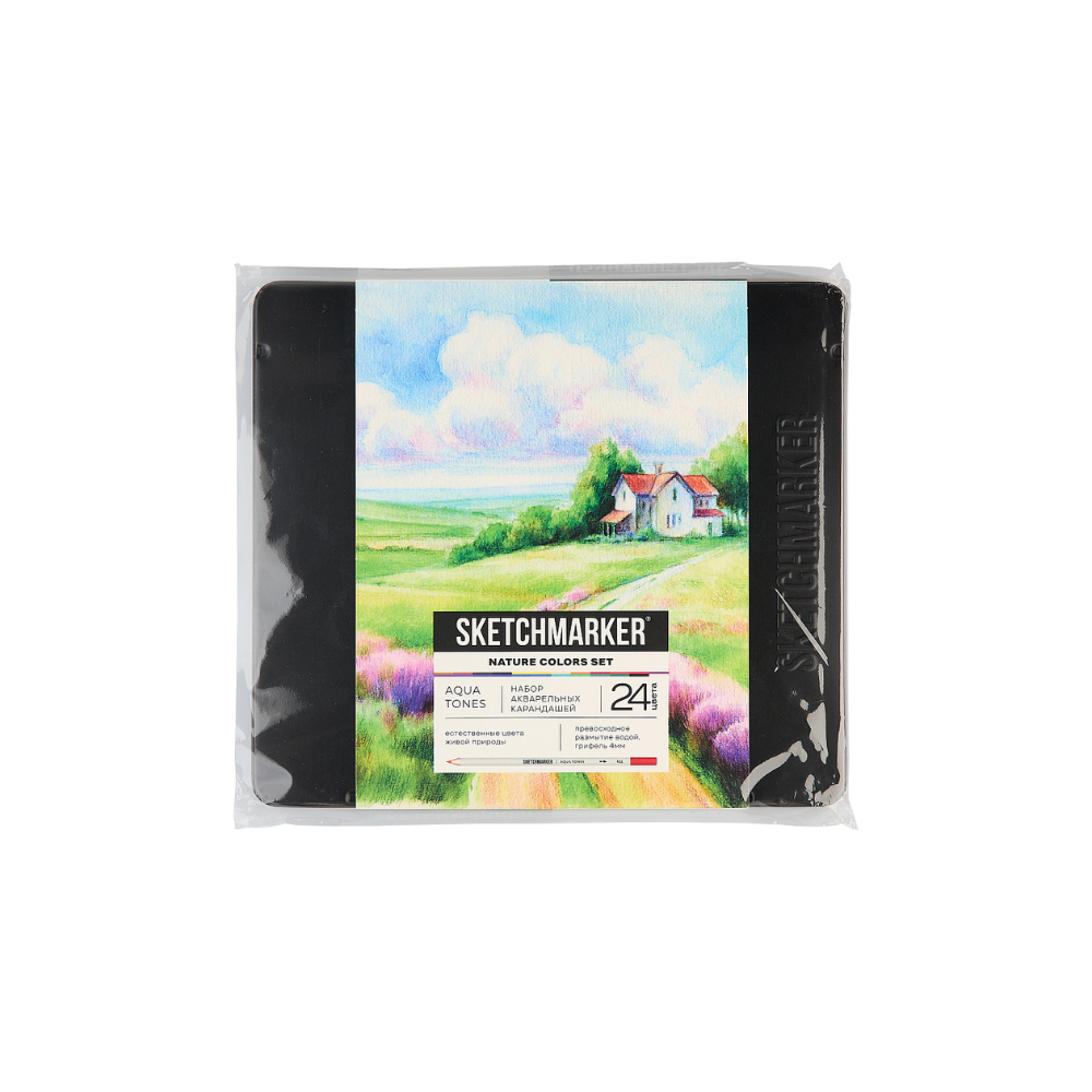 Цветные карандаши акварельные "Sketchmarker Природа", набор 24 цвета, жестяной пенал