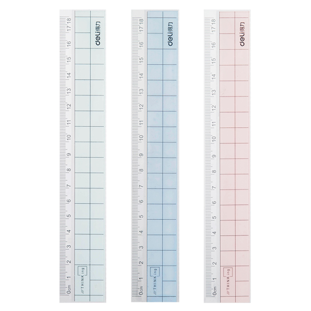 Линейка "Deli 6235", 18 см, прозрачный, ассорти