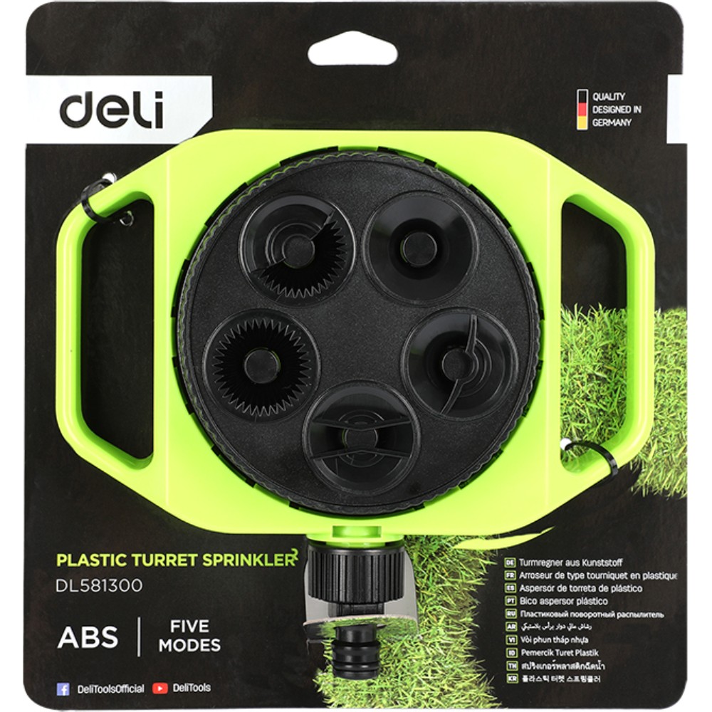 Дождеватель-разбрызгиватель Deli GS EDL581300, 3/4", 5 функций, круговой, ударопрочный пластик, черный, зеленый - 3
