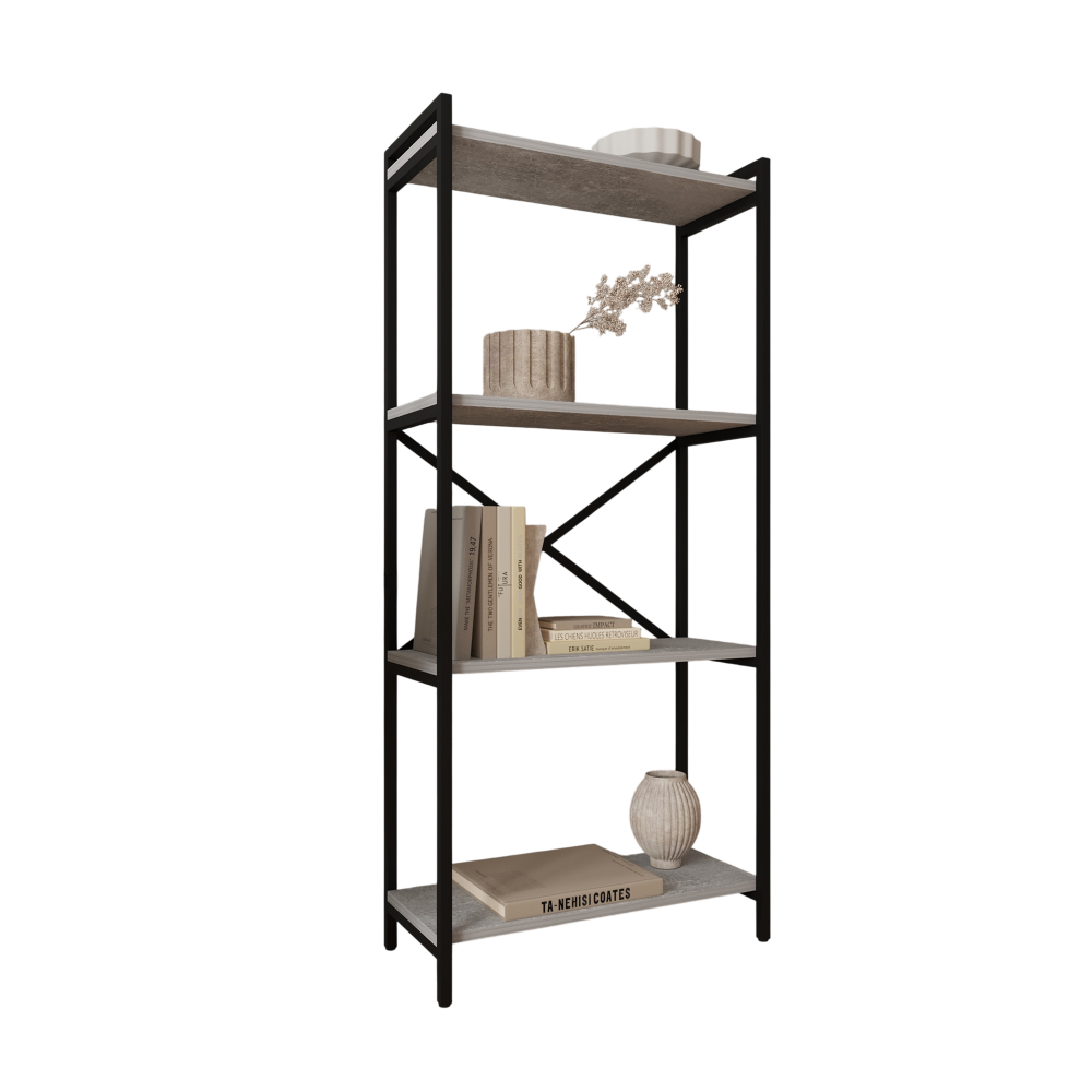 Стеллаж ALLERD RION, черный муар, 675х300х1500, бетон