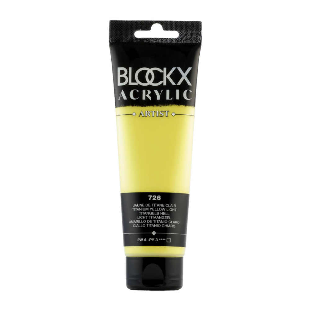Краски акриловые "Blockx", 726 титановый желтый светлый, 120 мл