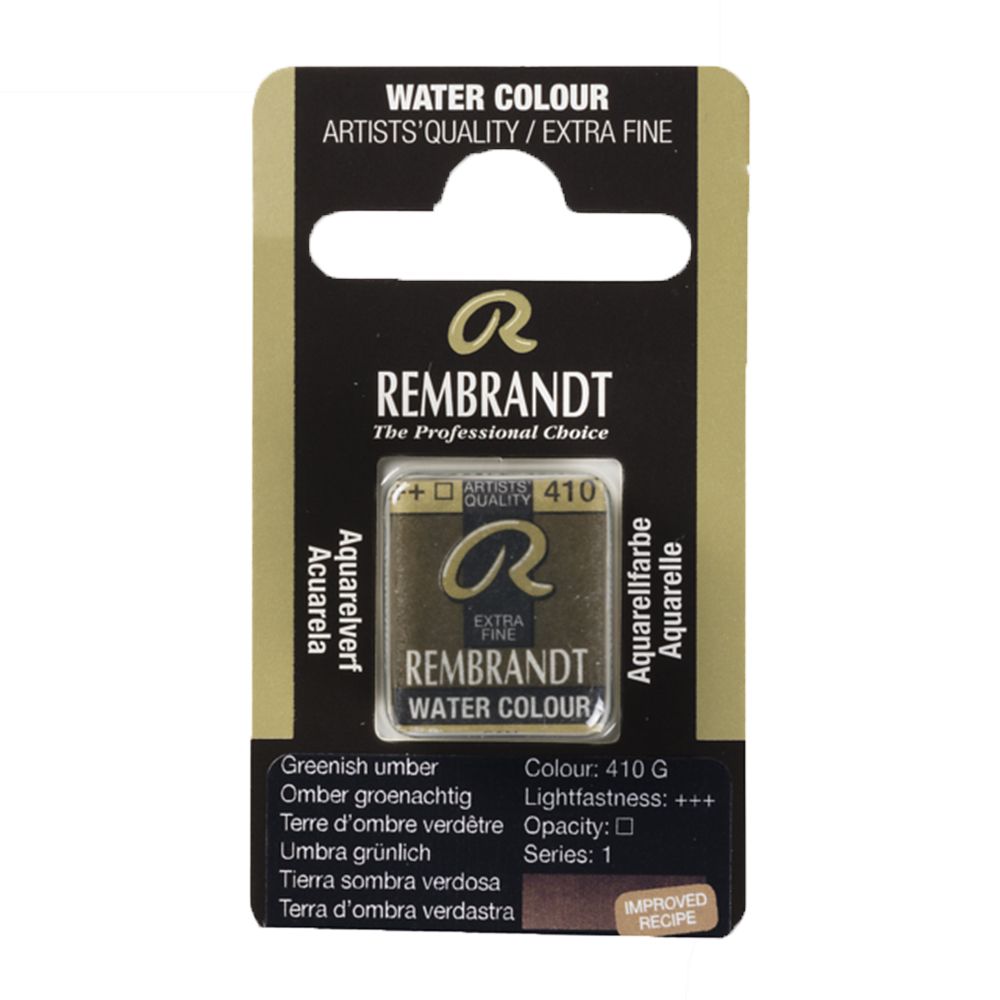Краски акварельные "Rembrandt", 410 умбра зеленоватая, кювета
