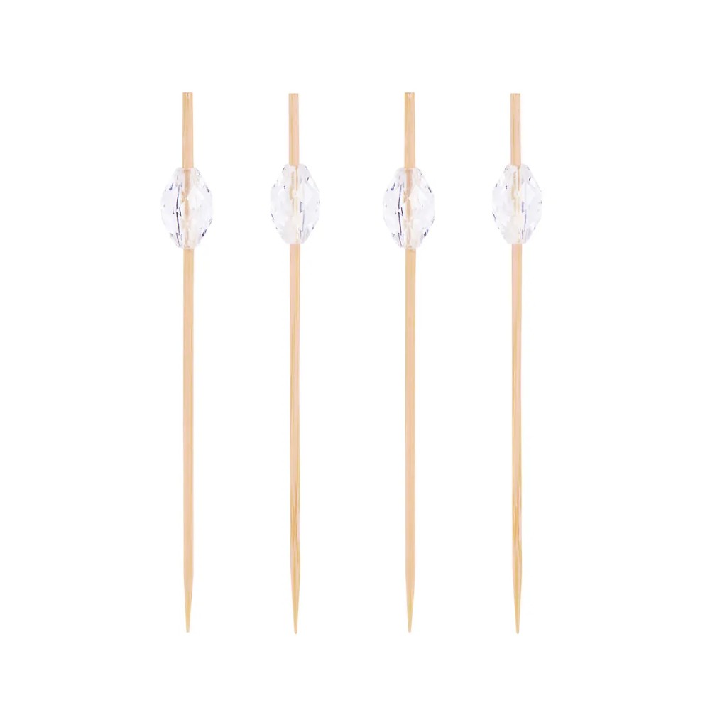 Пика кристалл прозрачный, 9 см, бамбук, 100 шт./упак