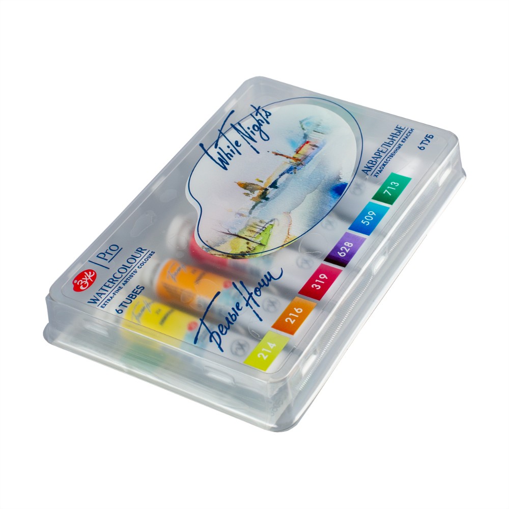 Краски акварельные "Белые ночи полночь колористика", набор 6 цветов, тубы