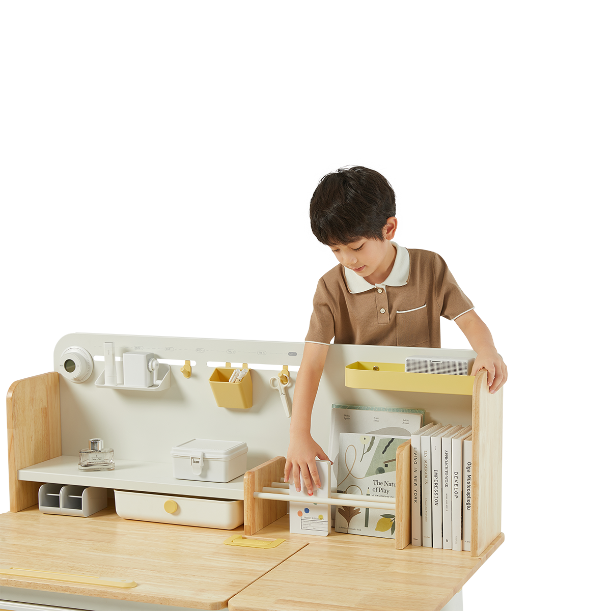 Стол Ergosmart регулируемый Galleon, 1200х700х(520-760) мм, гевея, с книжной полкой - 21