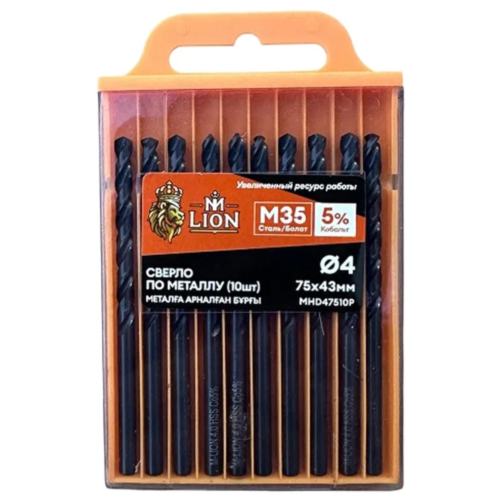 Сверло по металлу M-Lion, MHD47510P, 4,0х75 мм, 10 шт/упак