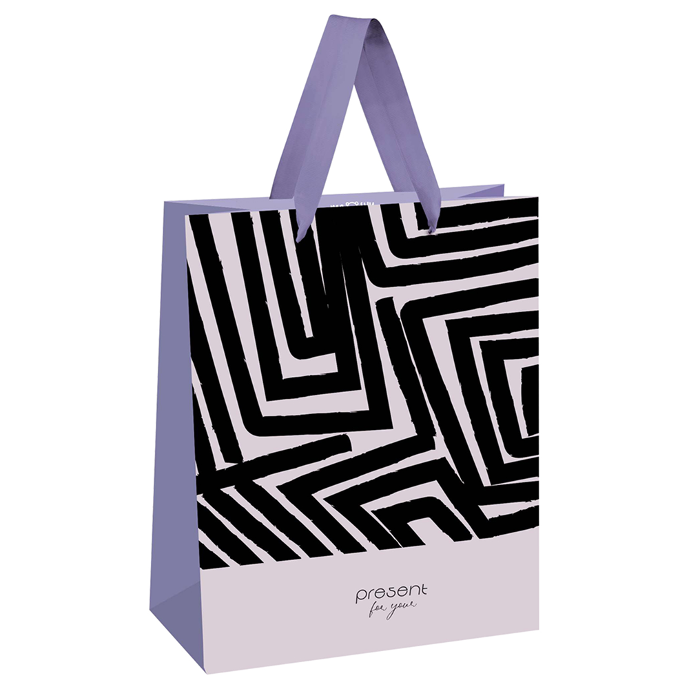 Пакет бумажный подарочный "Black stripes", 18х23х10 см, ламинированный