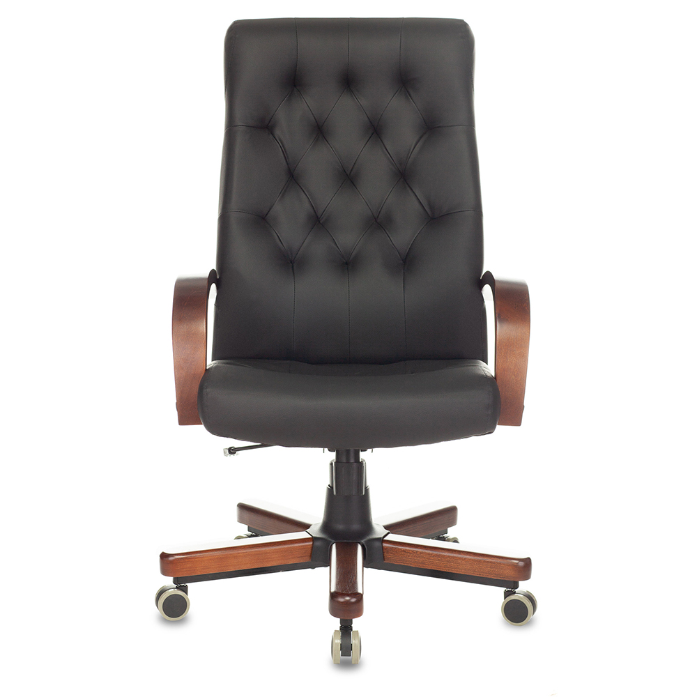 Кресло для руководителя "Бюрократ T-9928WALNUT/ECO", металл, дерево, экокожа, черный