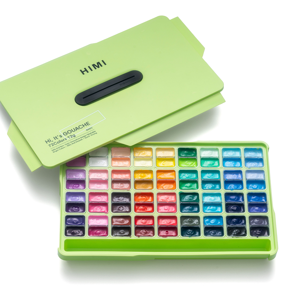 Краски гуашевые "Himi Jelly Cup", набор 72 цветов, 12 мл, кювета, пластиковый футляр