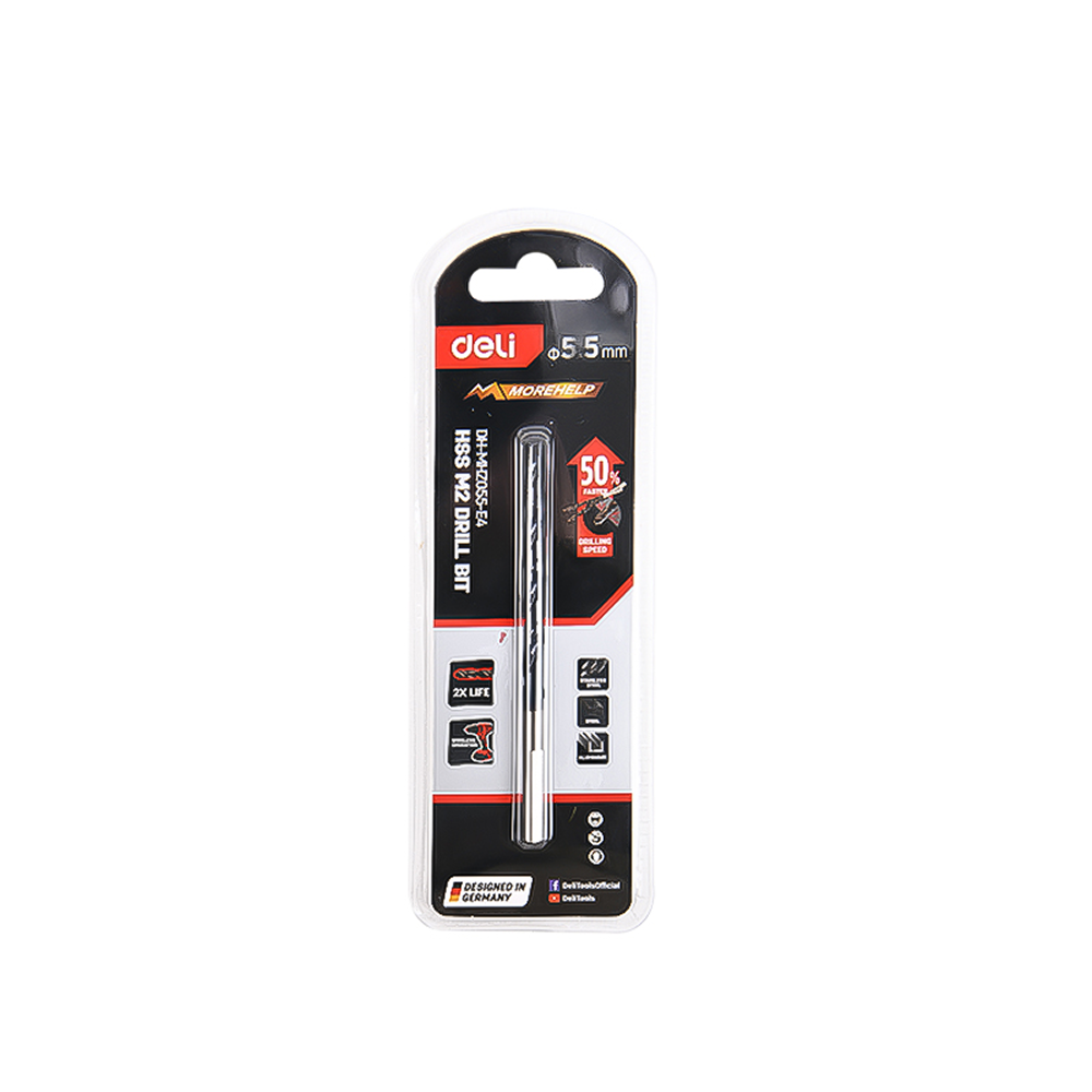 Сверло по металлу Deli RS EDH-MHZ055-E4, 5.5 мм, DIN 338, HSS-TiN - 3