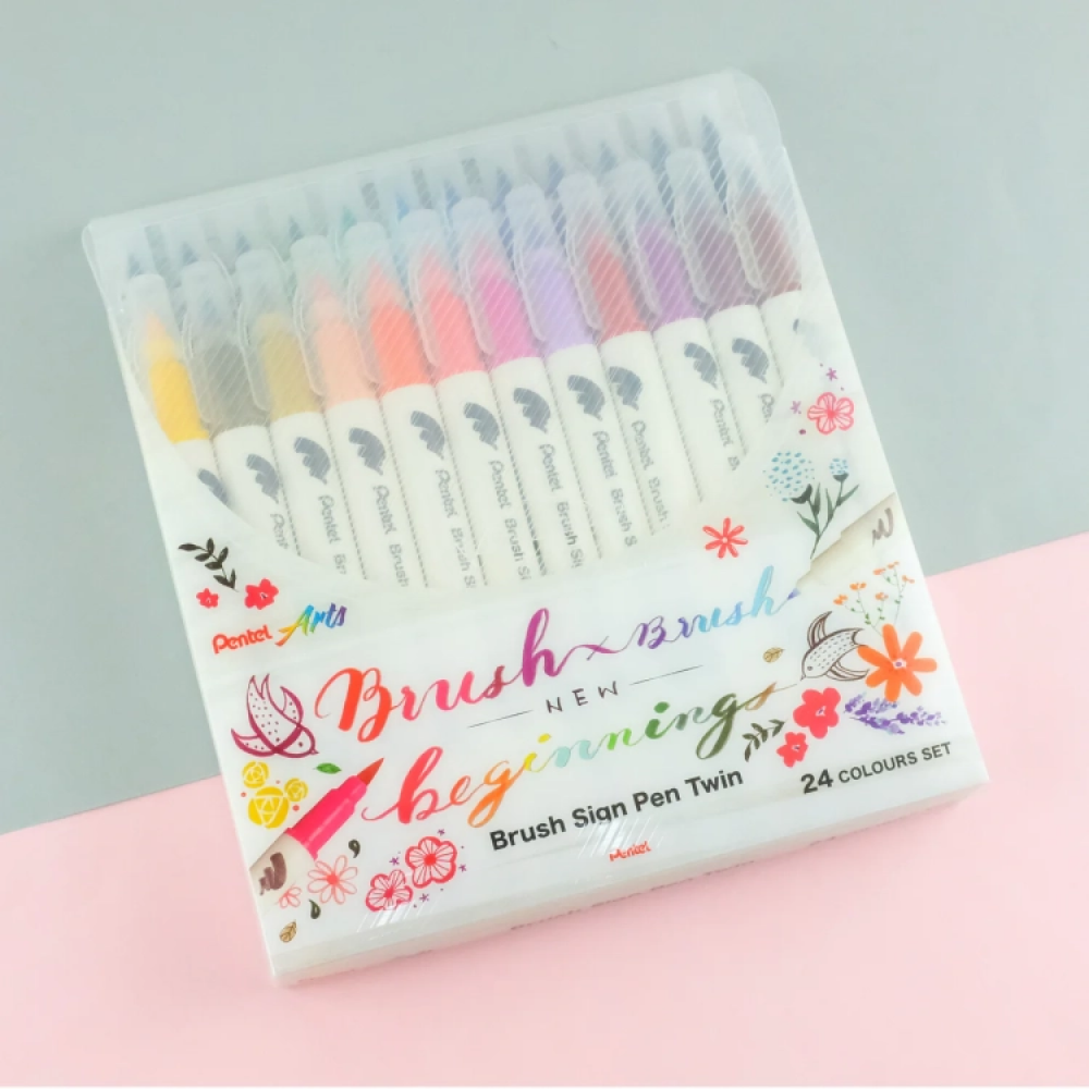 Маркер-кисть "Brush Sign pen twin", 24 шт