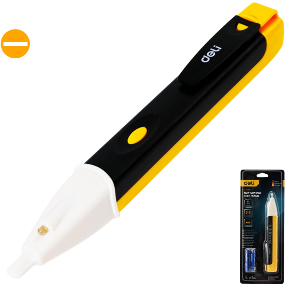 Детектор напряжения Deli YS EDL8008, 90-1000 В, встроенный фонарик, желтый, черный