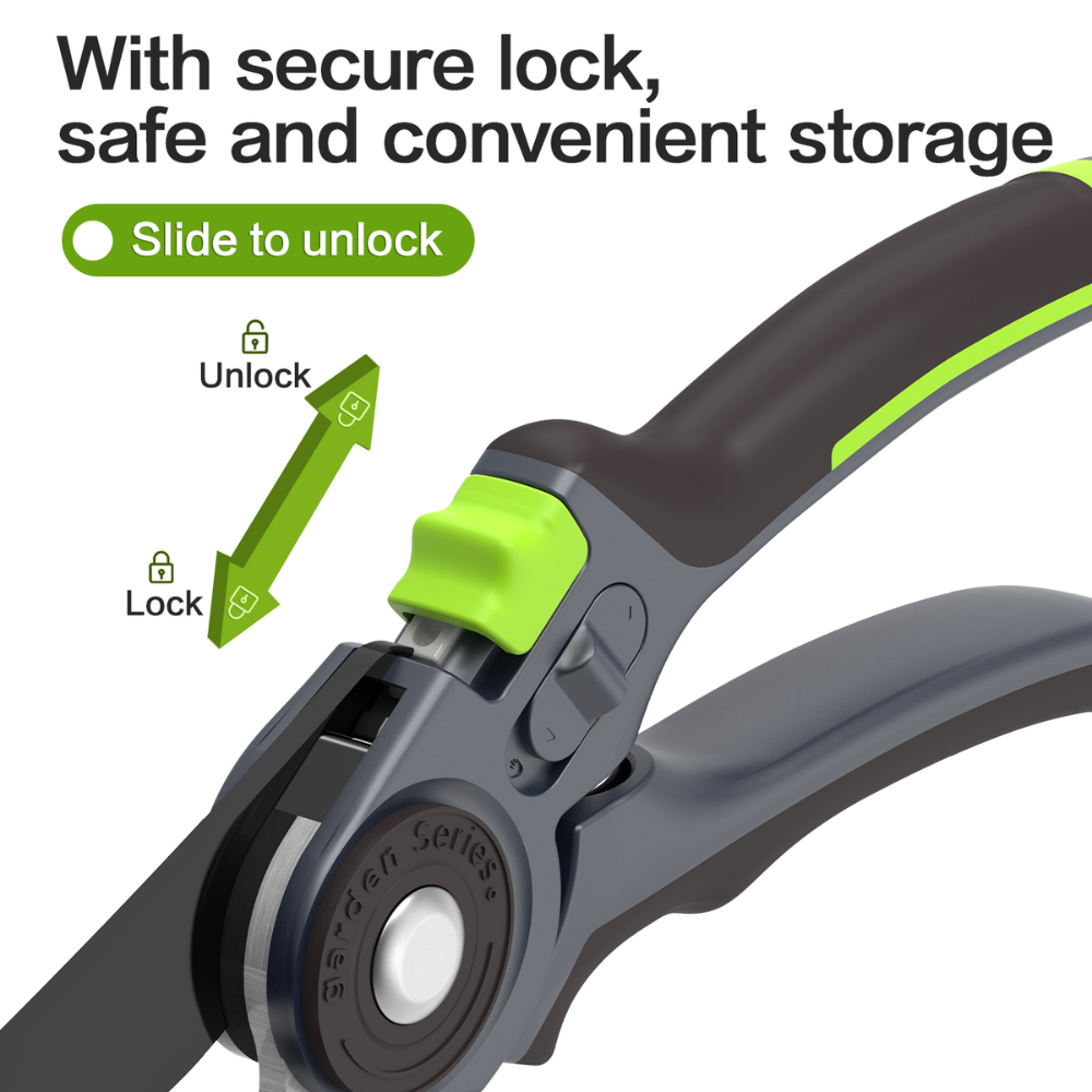 Секатор садовый Deli GS EDL-YL0005, 216 мм, SK5, контактный, черный - 8