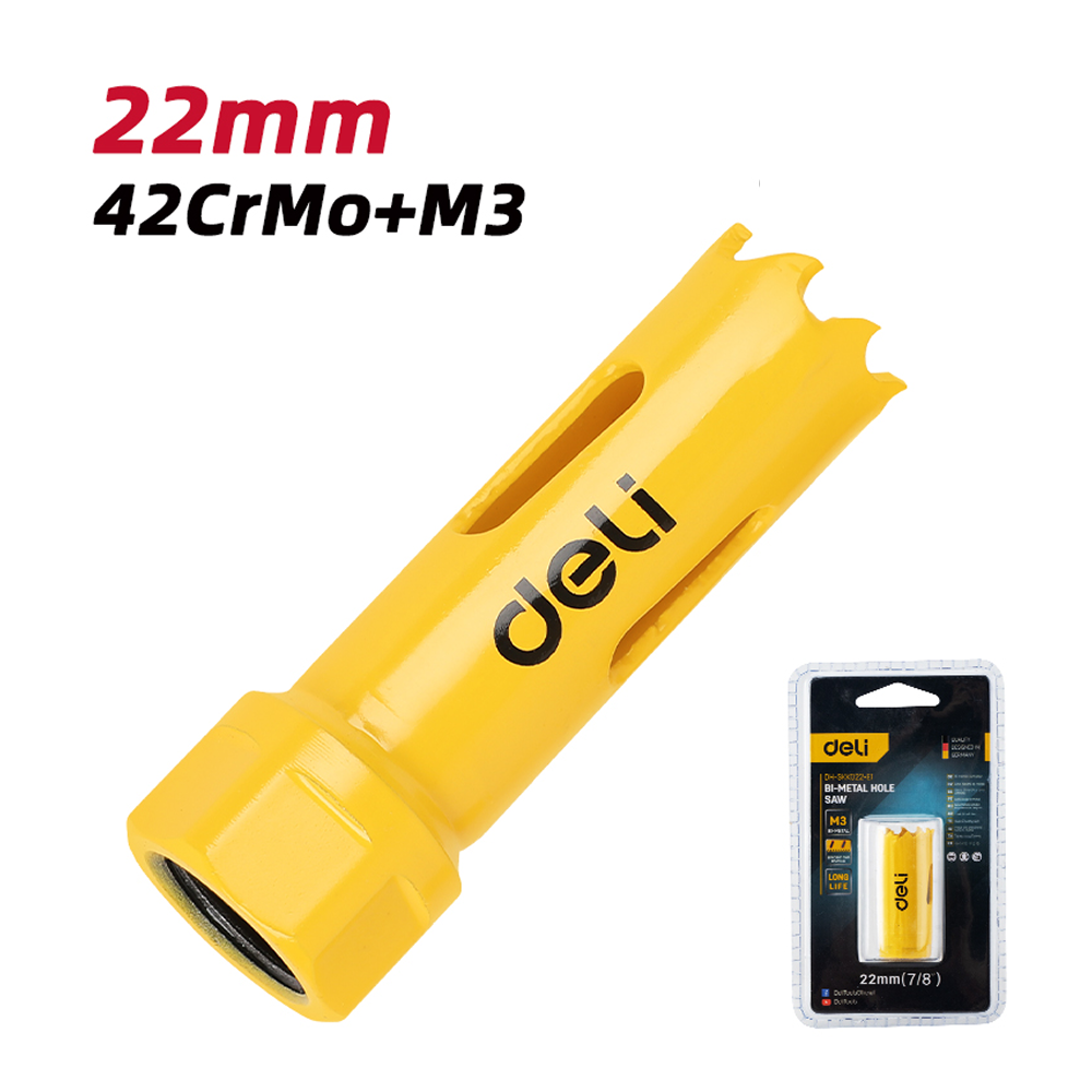 Коронка биметаллическая Deli YS EDH-SKK022-E1, 22 х 38 мм, М14