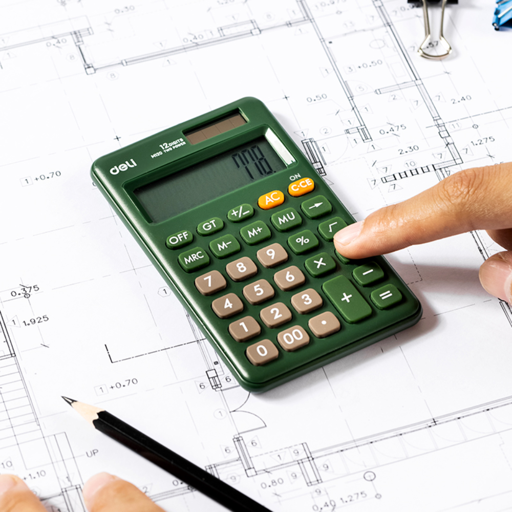 Калькулятор карманный Deli Easy "M120", 12-разрядный, зеленый