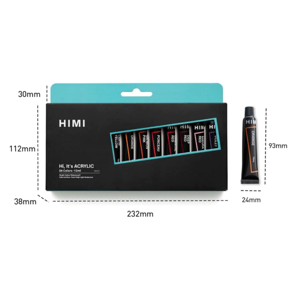 Краски акриловые "Himi.New vision", 24 цвета, тубы - 10