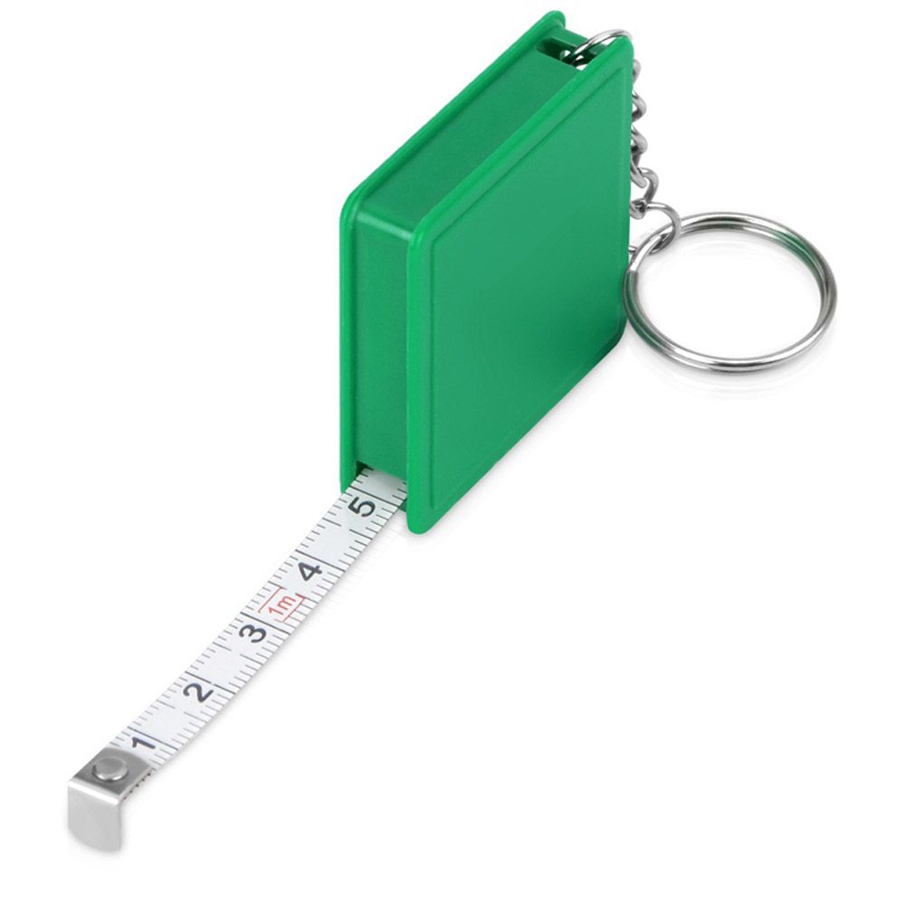Брелок-рулетка "Дюйм", зеленый, серебристый
