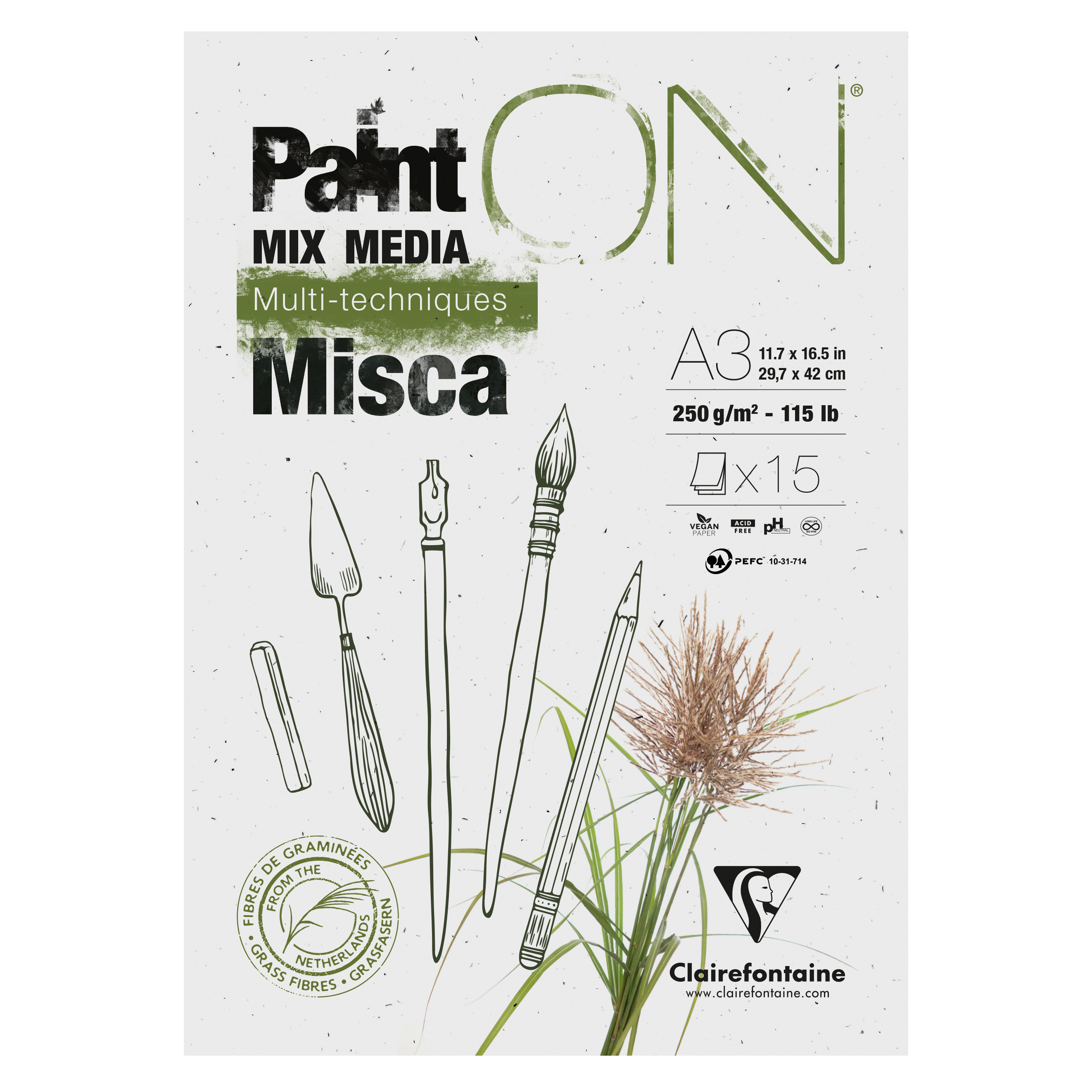 Блок-склейка "Paint`On" Misca, A3, 250г/м2, 15 листов