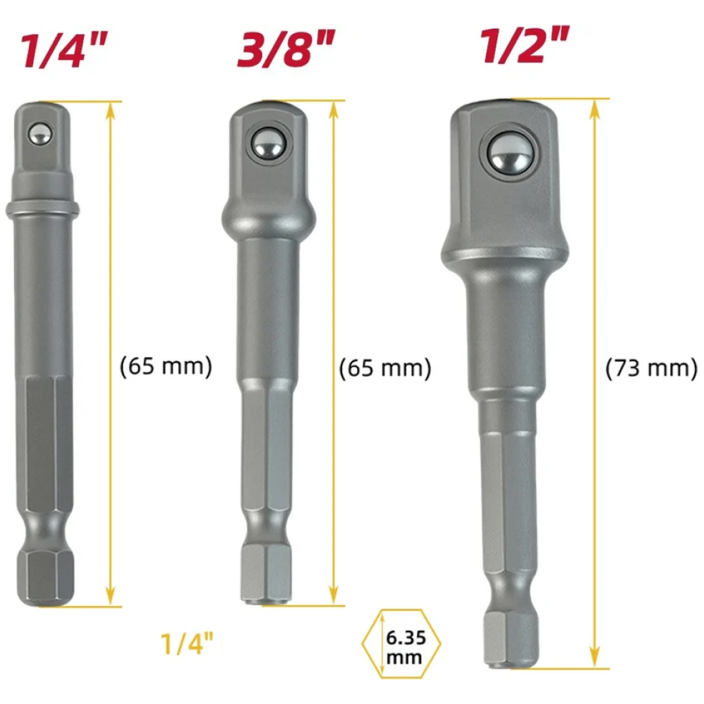 Набор адаптеров шестигранников Deli YS EDL110002, 1/4 на квадрат 1/4'', 3/8'', 1/2" - 8