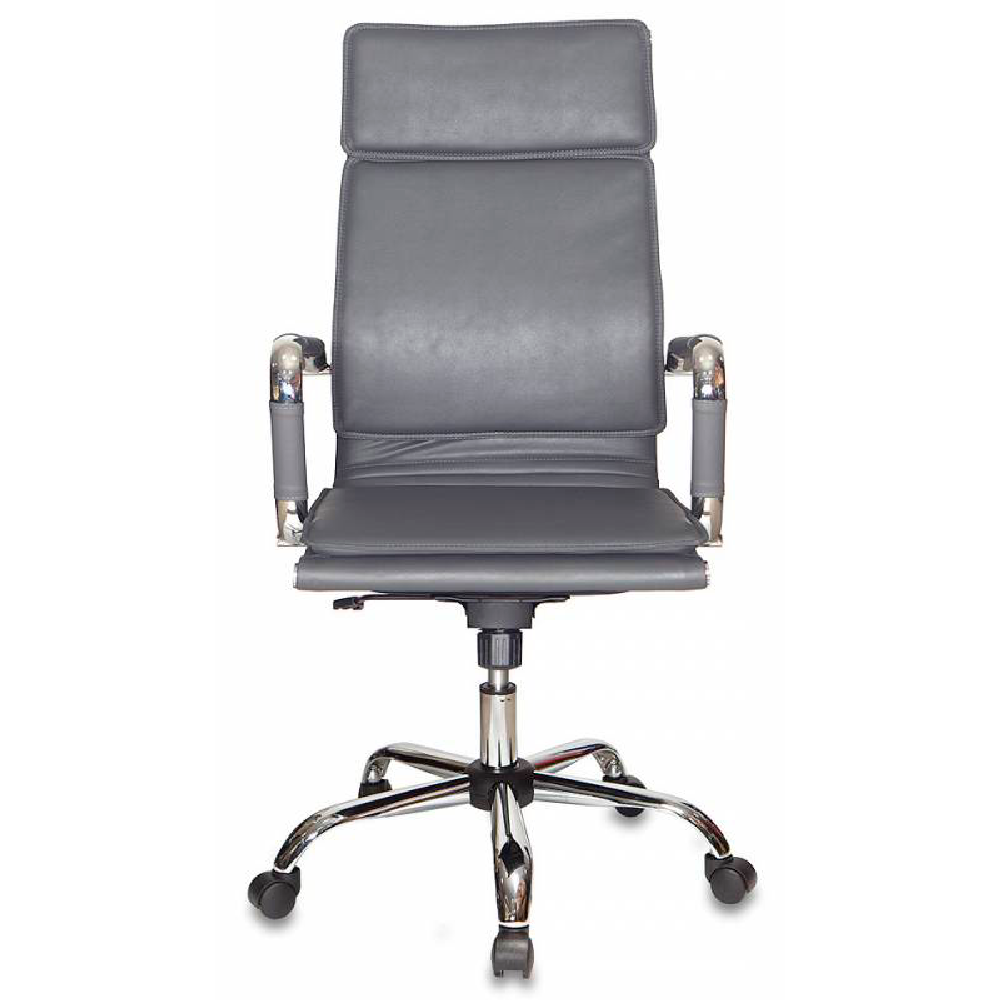 Кресло для руководителя "Бюрократ CH-993" высокая спинка, экокожа, хром, серый - 2