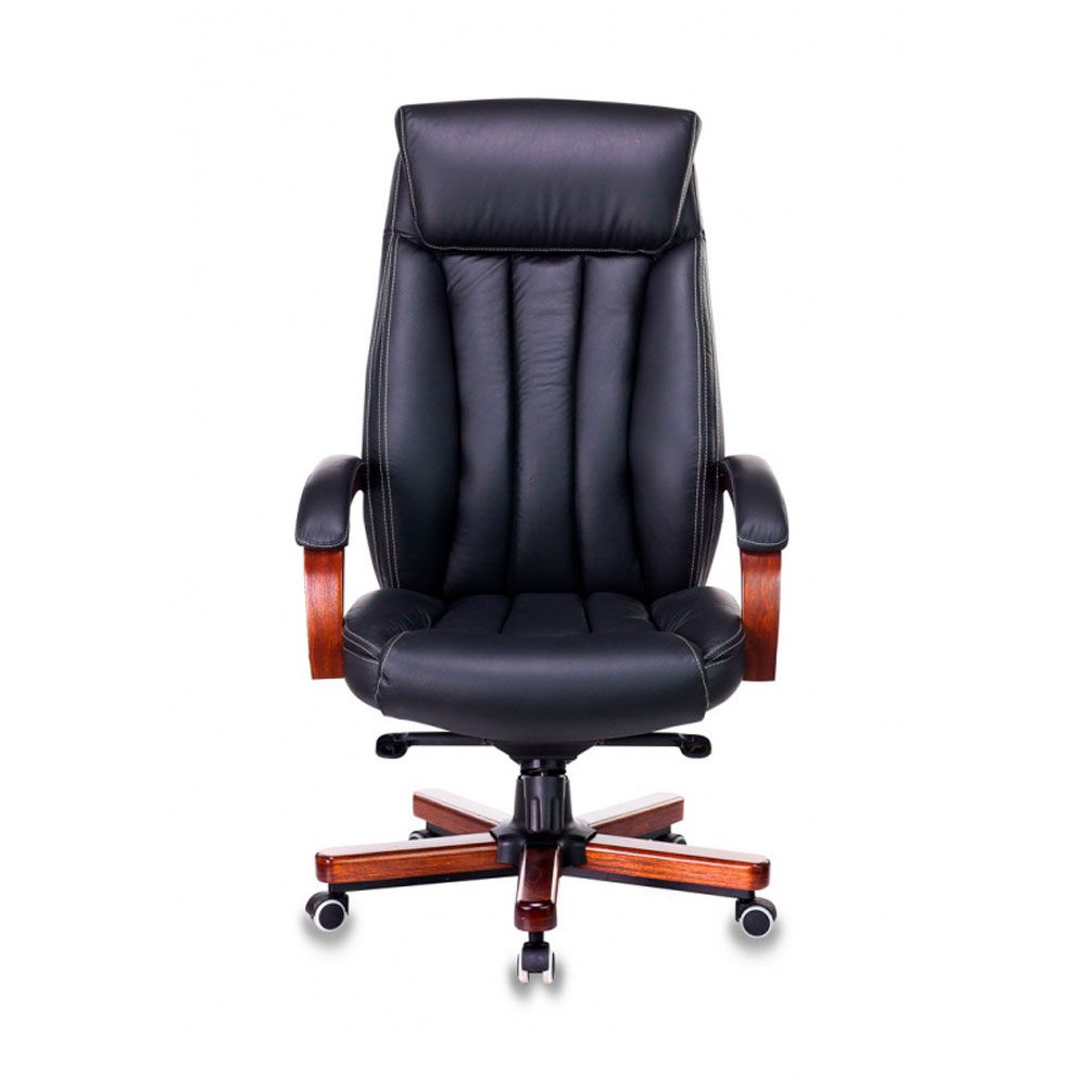 Кресло для руководителя Бюрократ "T-9922WALNUT/Black", кожа, дерево, черный