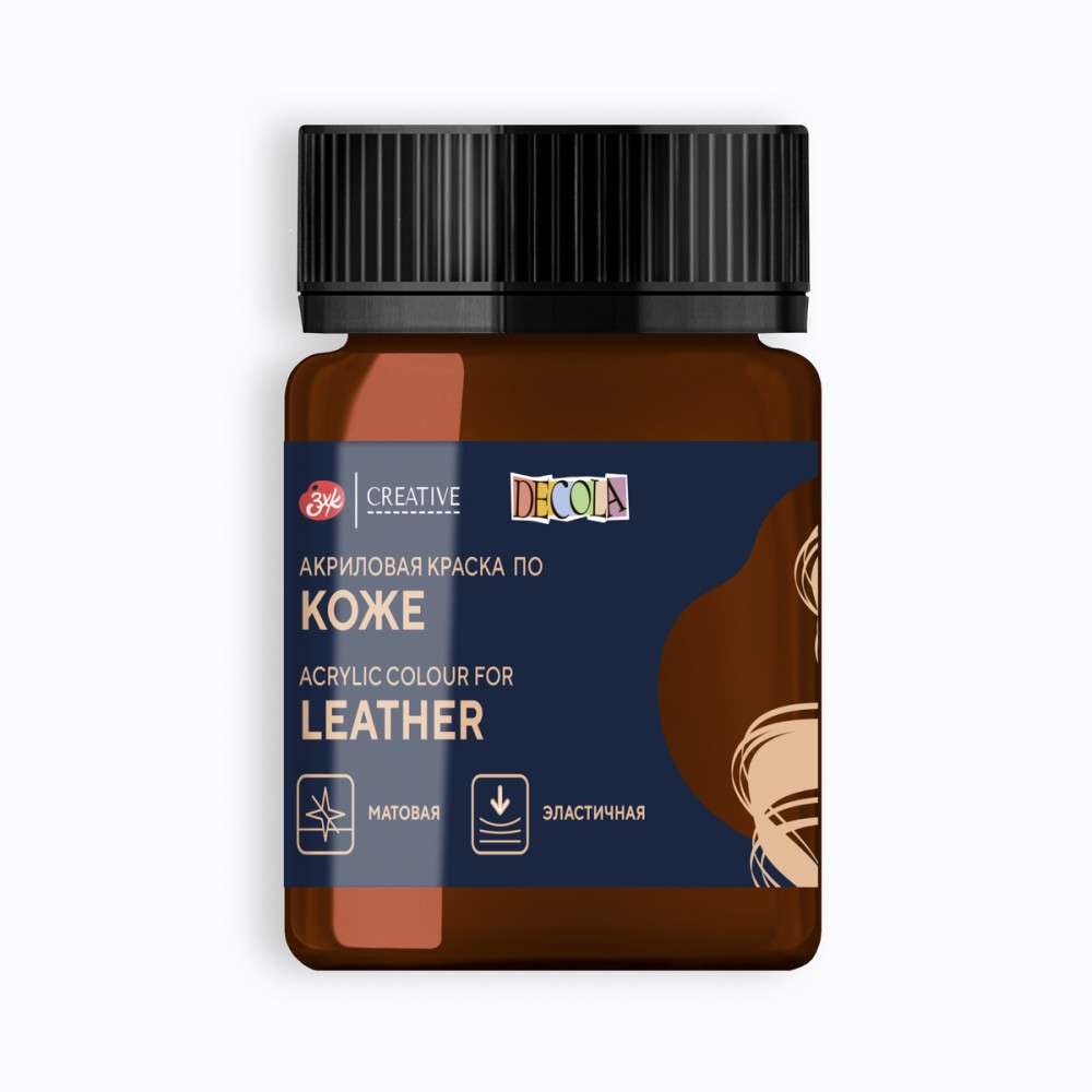 Краска акриловая для кожи "Декола", 419 коричневая, 50 мл., банка