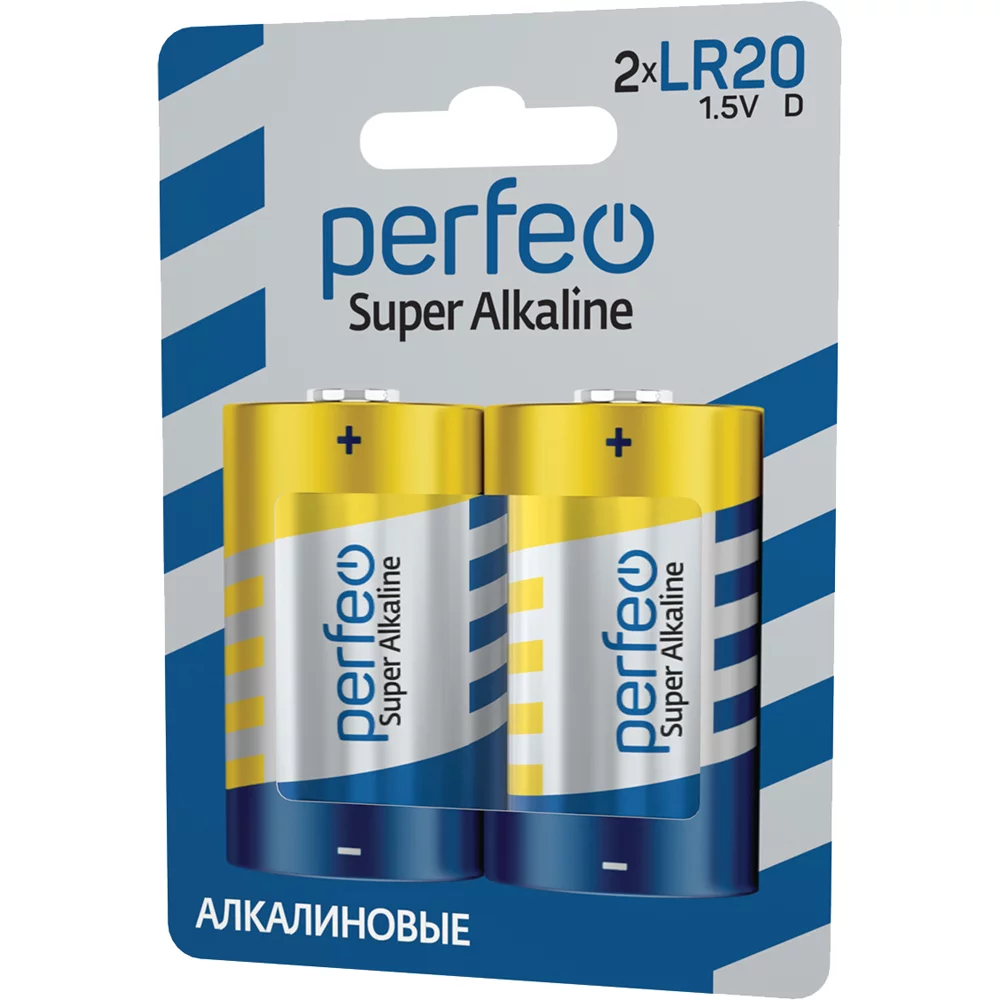 Батарейки алкалиновые Perfeo "1.5 V LR20/D", 2 шт.  - 4