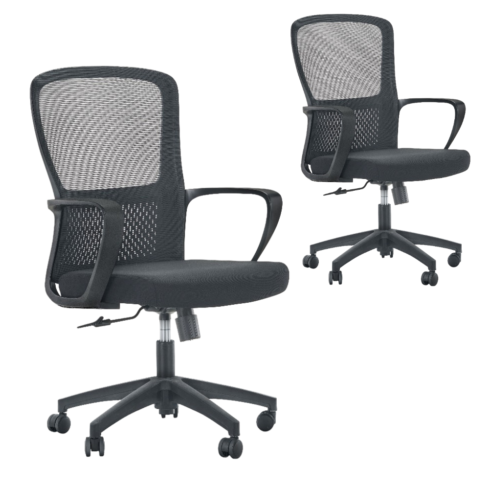 Кресло для персонала SitZone U-069B, сетка, ткань, пластик, черный, 2 шт/упак, -30%