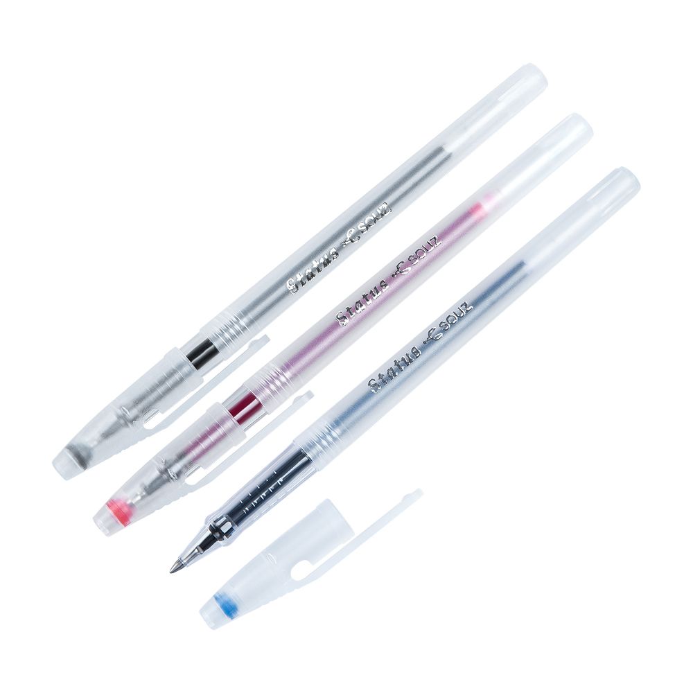 Ручка гелевая "Status", 0.7 мм, прозрачный, стерж. синий