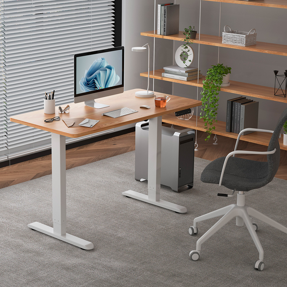 Стол с электроприводом WellDesk Prime 1300x675х18 белый/дуб хантон темный (9191462+9178197) - 3
